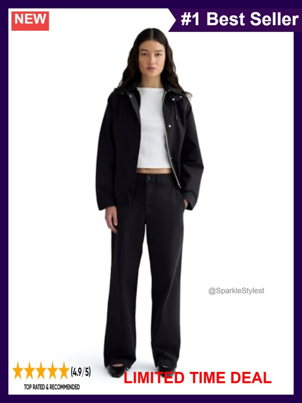 High Rise Wide Leg Chino Pants Organic Cotton Stretch